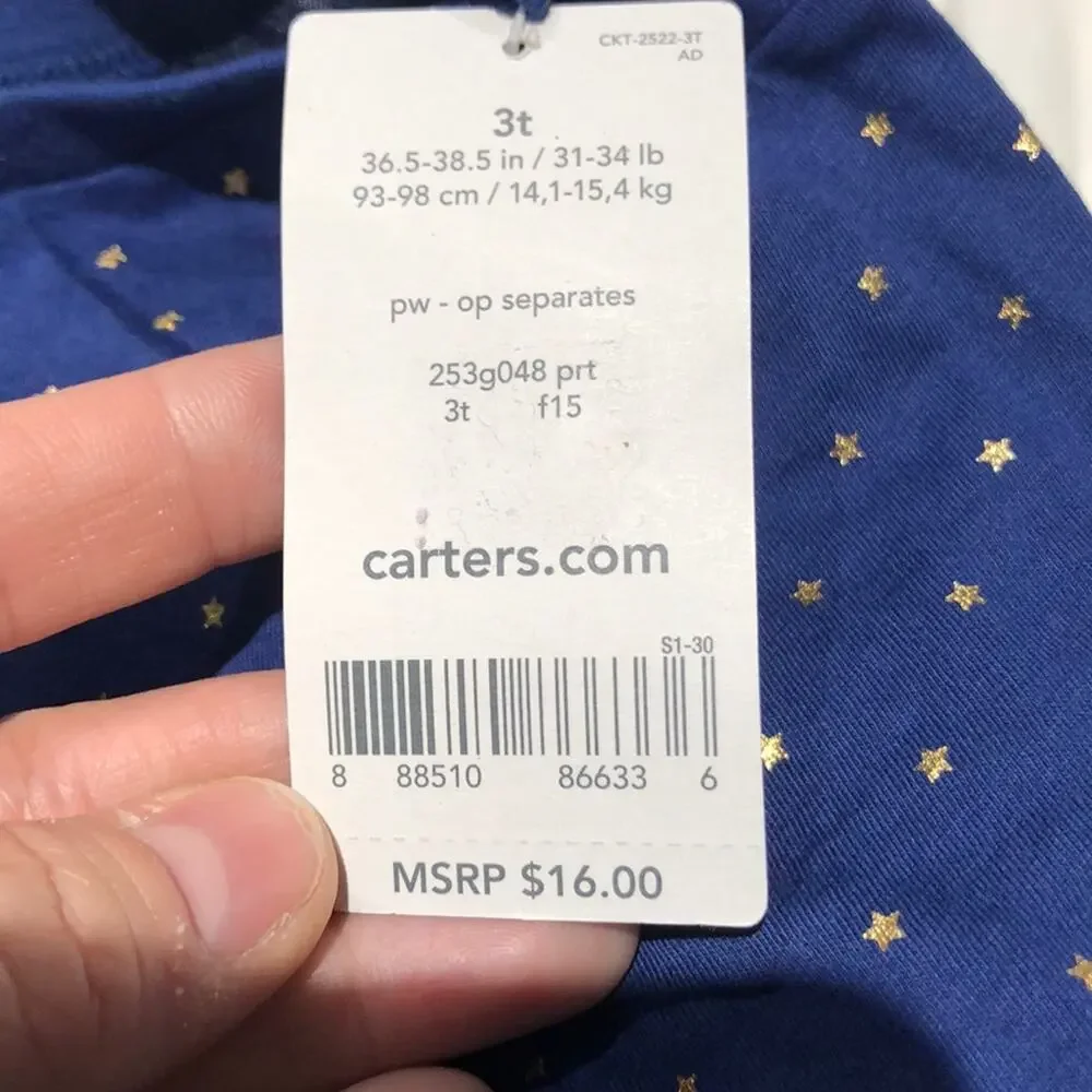 Carter blue gold stars outfit 3t simple cute NWT